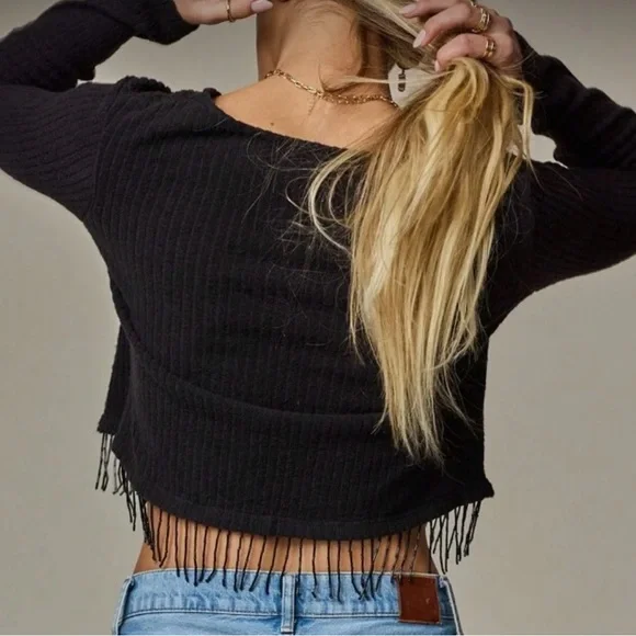 Black Fringe Cardigan - Picture 2 of 10